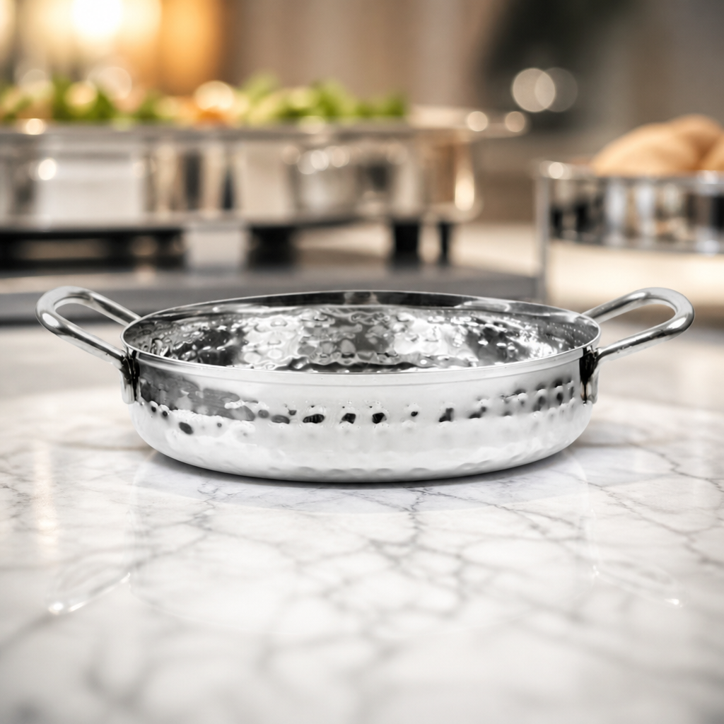 Commercial Hammered Stainless Steel Serving Dish 125mm