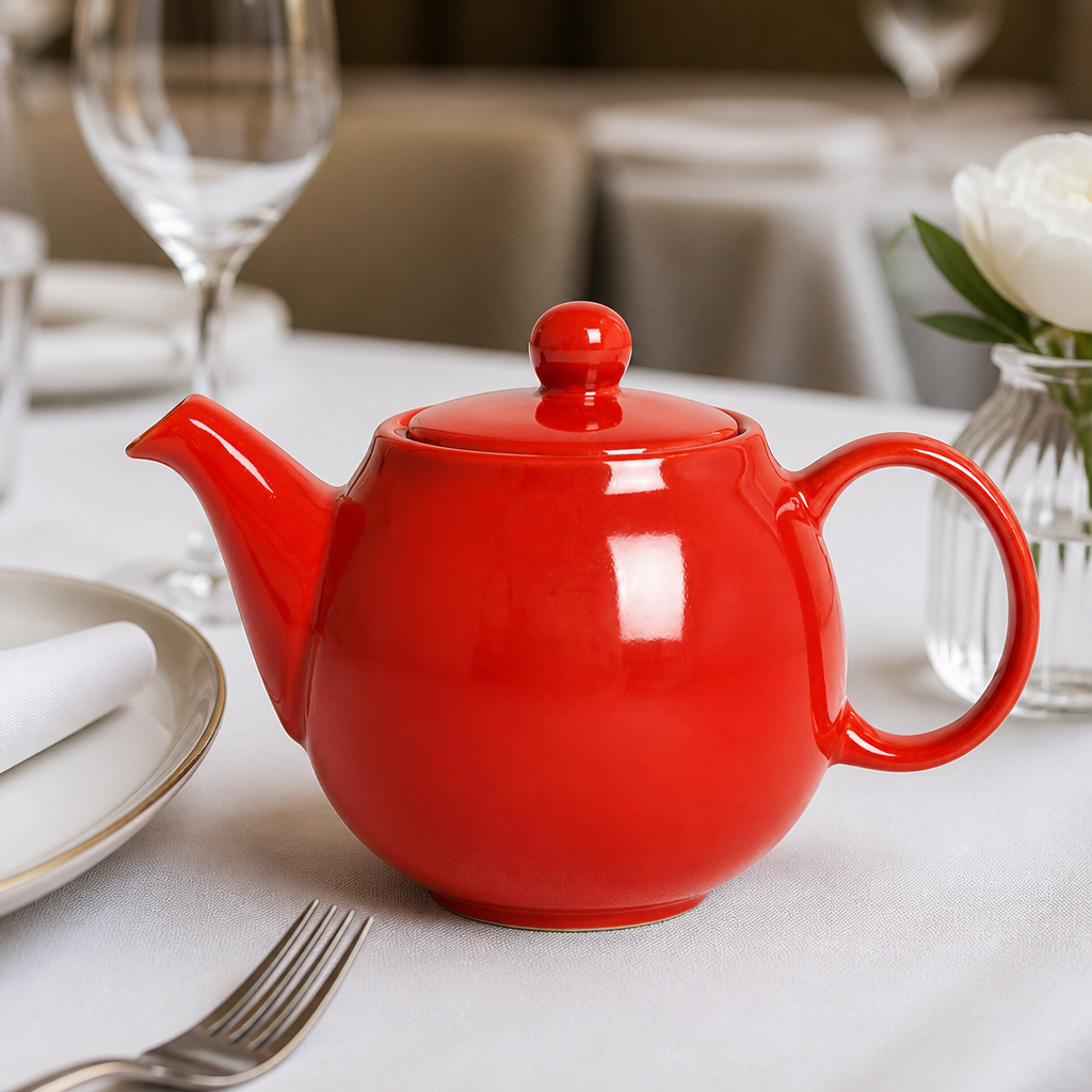 Pack of 2 Commercial Stoneware Teapots 450ml for catering