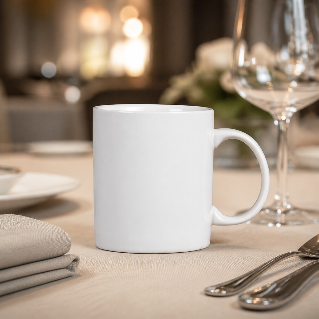 Commercial Porcelain Mugs 284ml - 12 Pack Whiteware Set