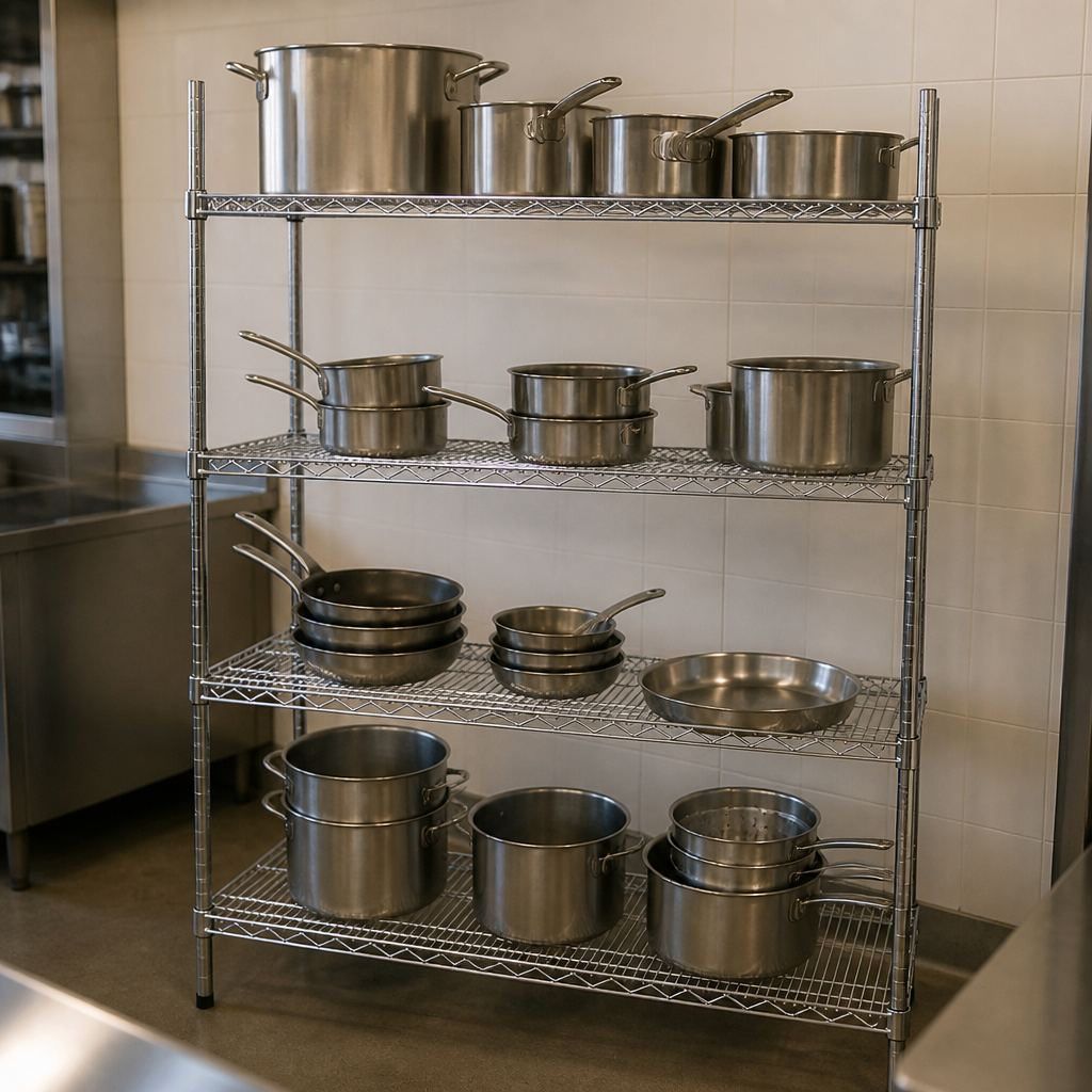 4 Tier Commercial Wire Shelving Unit 1830x610mm Adjustable