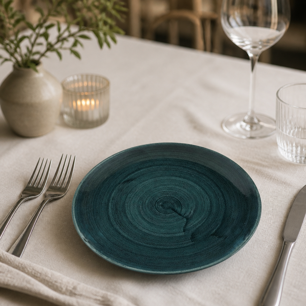 Commercial Coupe Plates Rustic Teal 217mm 12 Pack