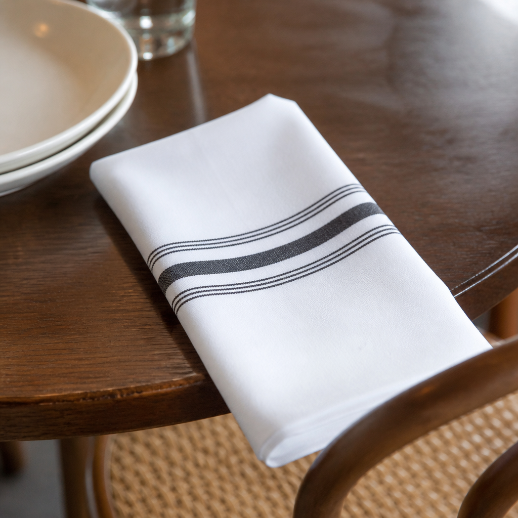 Commercial Bistro Table Napkins Black Stripe 10 Pack 460x560mm