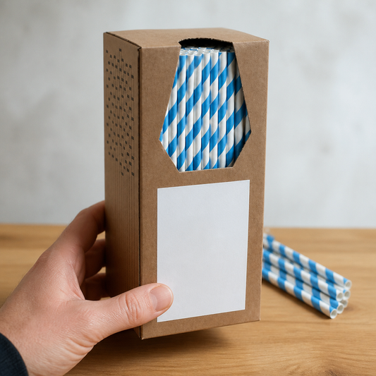 Blue and Striped Paper Straws 8 Inch 250 Pack Commercial