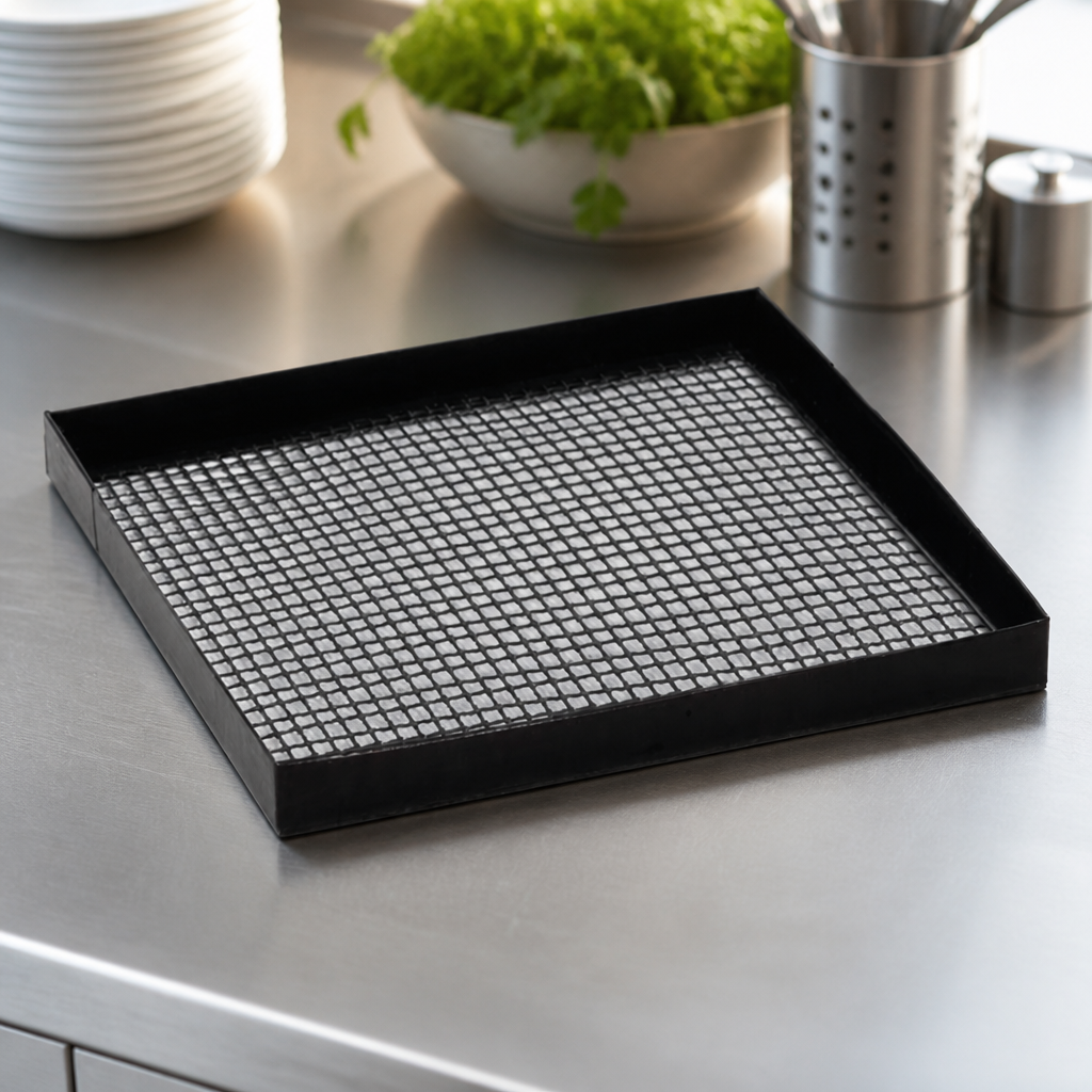 Commercial Full Size Mesh Cooking Tray 279mm x 279mm Black