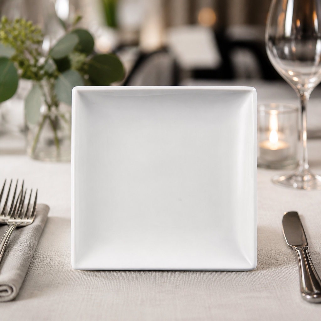 Commercial Porcelain Square Starter Plates 180mm 12 Pack