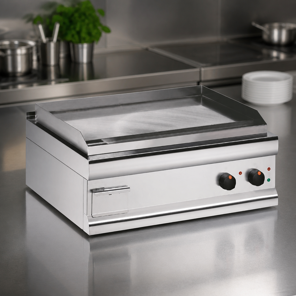 Commercial Electric Griddle Dual Zone 750mm Wide Steel Plate