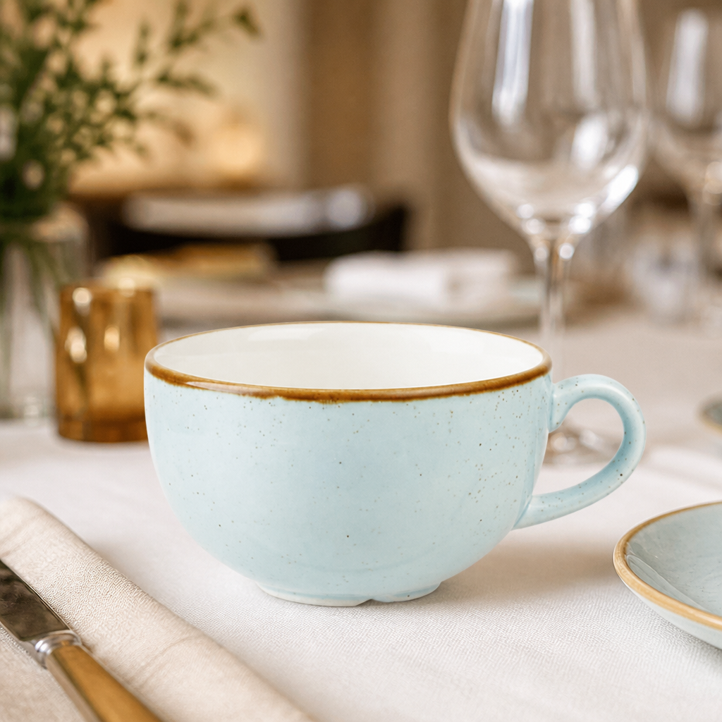 Commercial Cappuccino Cups 8oz Duck Egg Blue 12 Pack