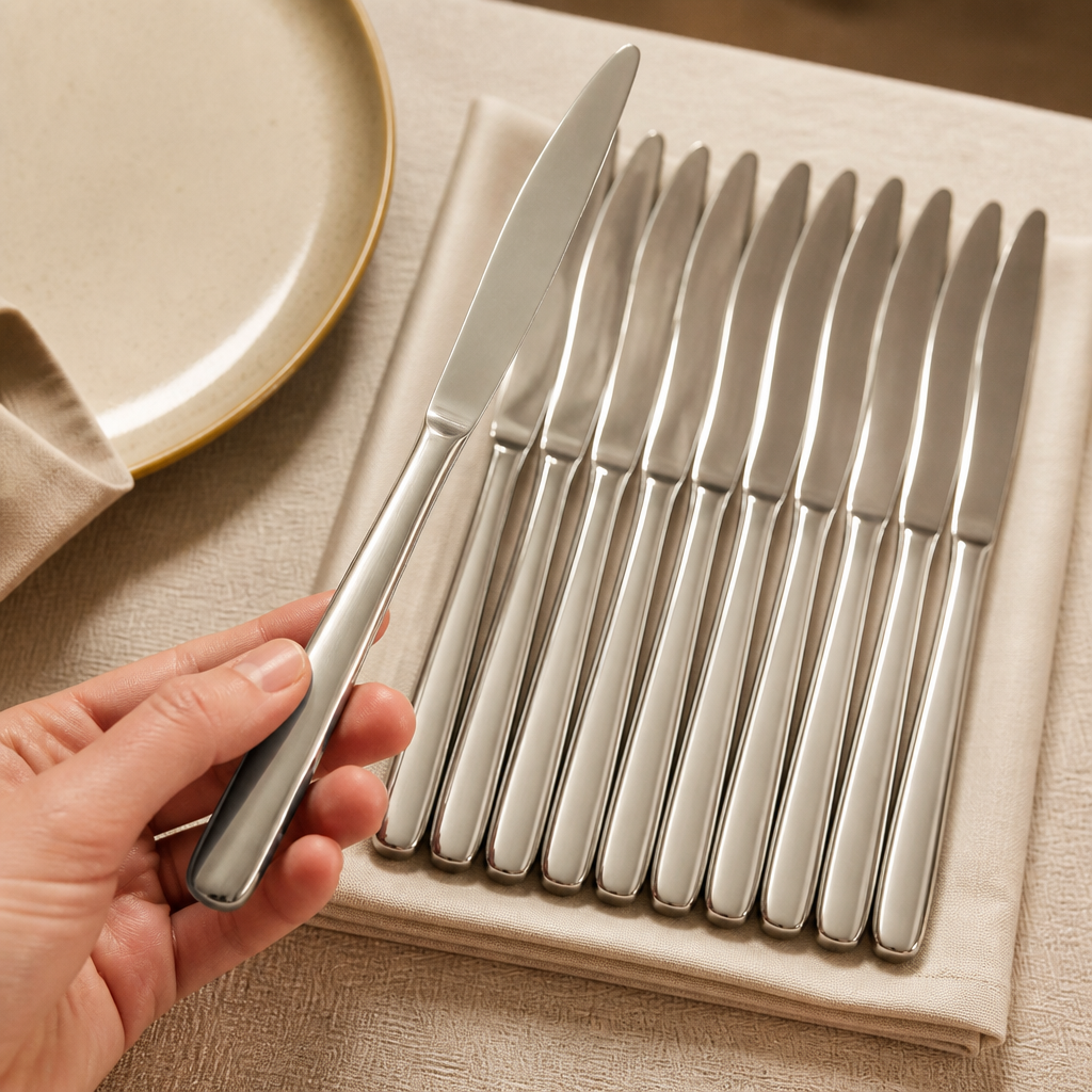 Set of 12 commercial steak knives for catering use