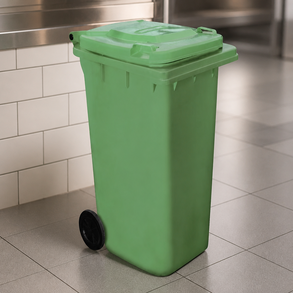 120L Green Wheelie Bin for commercial waste management