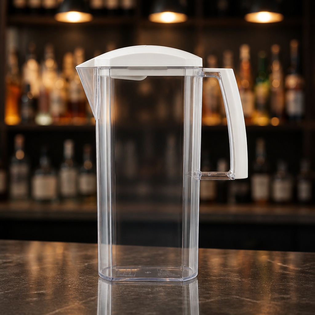 Clear 2L commercial plastic serving jug with durable design