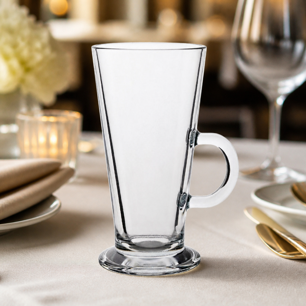 Commercial Latte Glasses 370ml Clear Toughened Glass 6 Pack