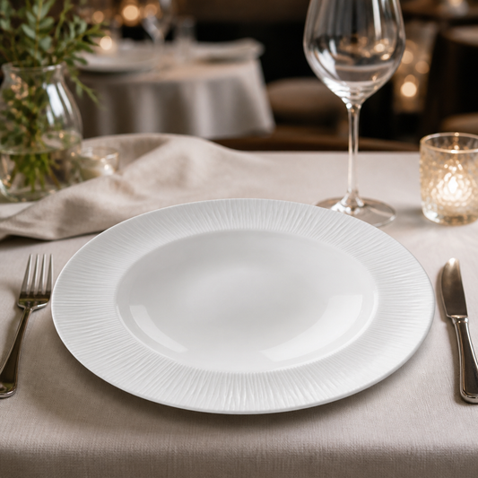 Commercial Bamboo Pasta Plates 304mm Eco-Friendly 12 Pack