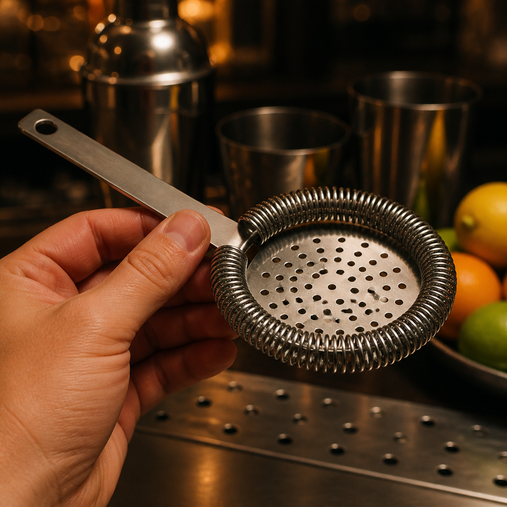 Commercial stainless steel cocktail strainer with handle