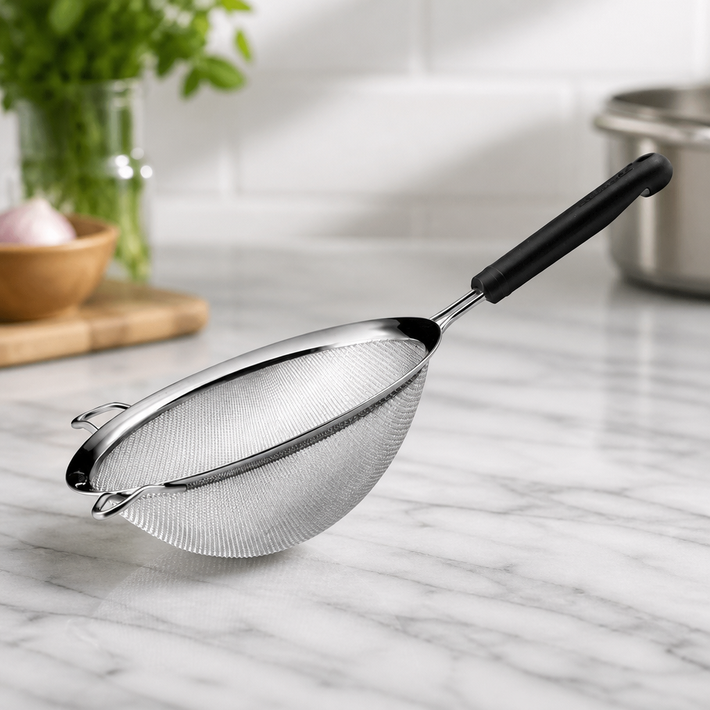 200mm Commercial Stainless Steel Strainer with Ergonomic Handle