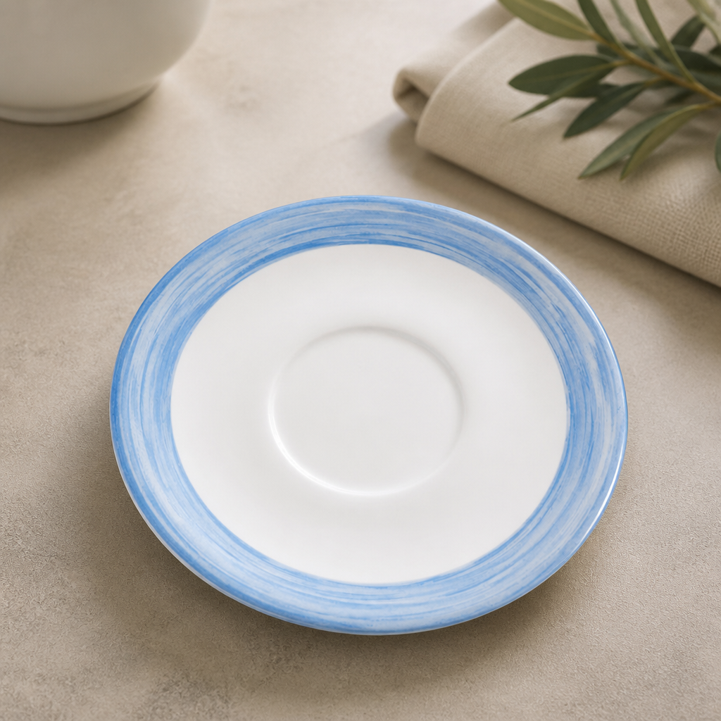 Blue Brush Saucers 140mm Pack of 48 for Foodservice Use