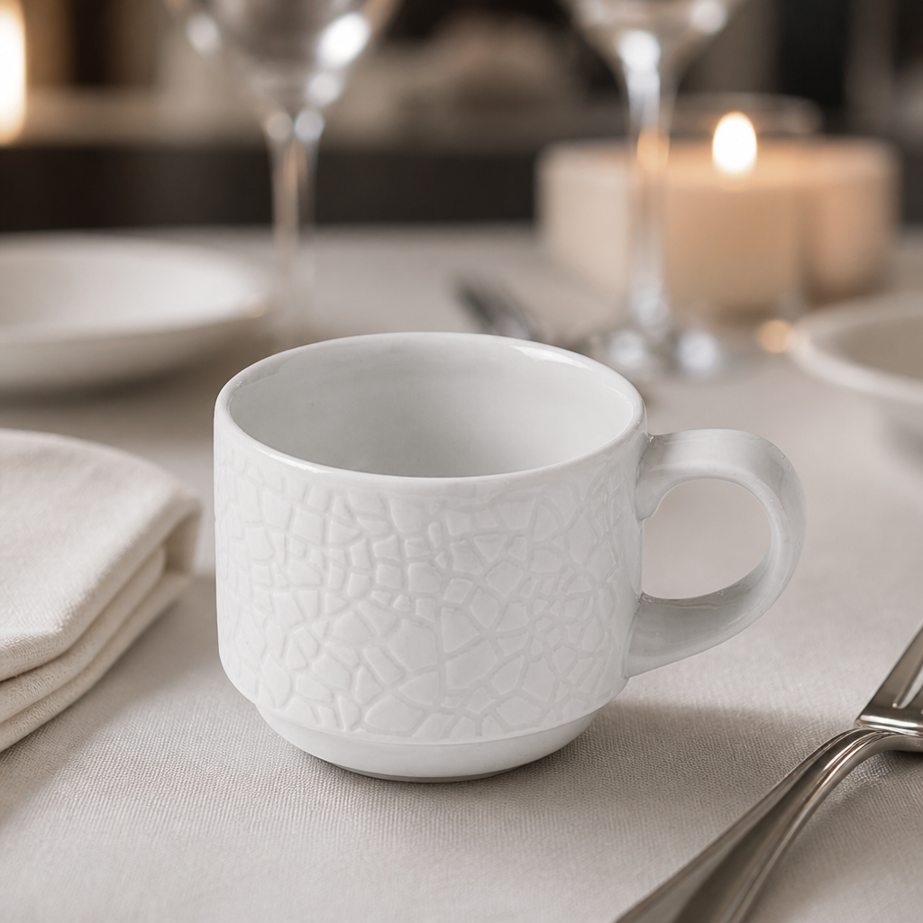 Commercial Stacking Cups 90ml Super Vitrified Ceramic