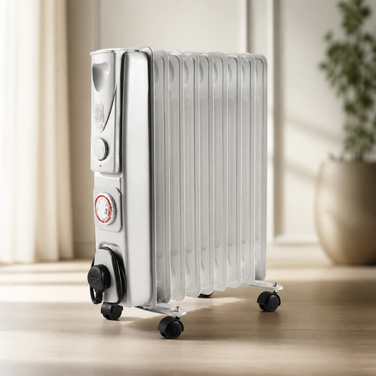 2kW Oil Filled Radiator with 24hr Timer and Adjustable Thermostat