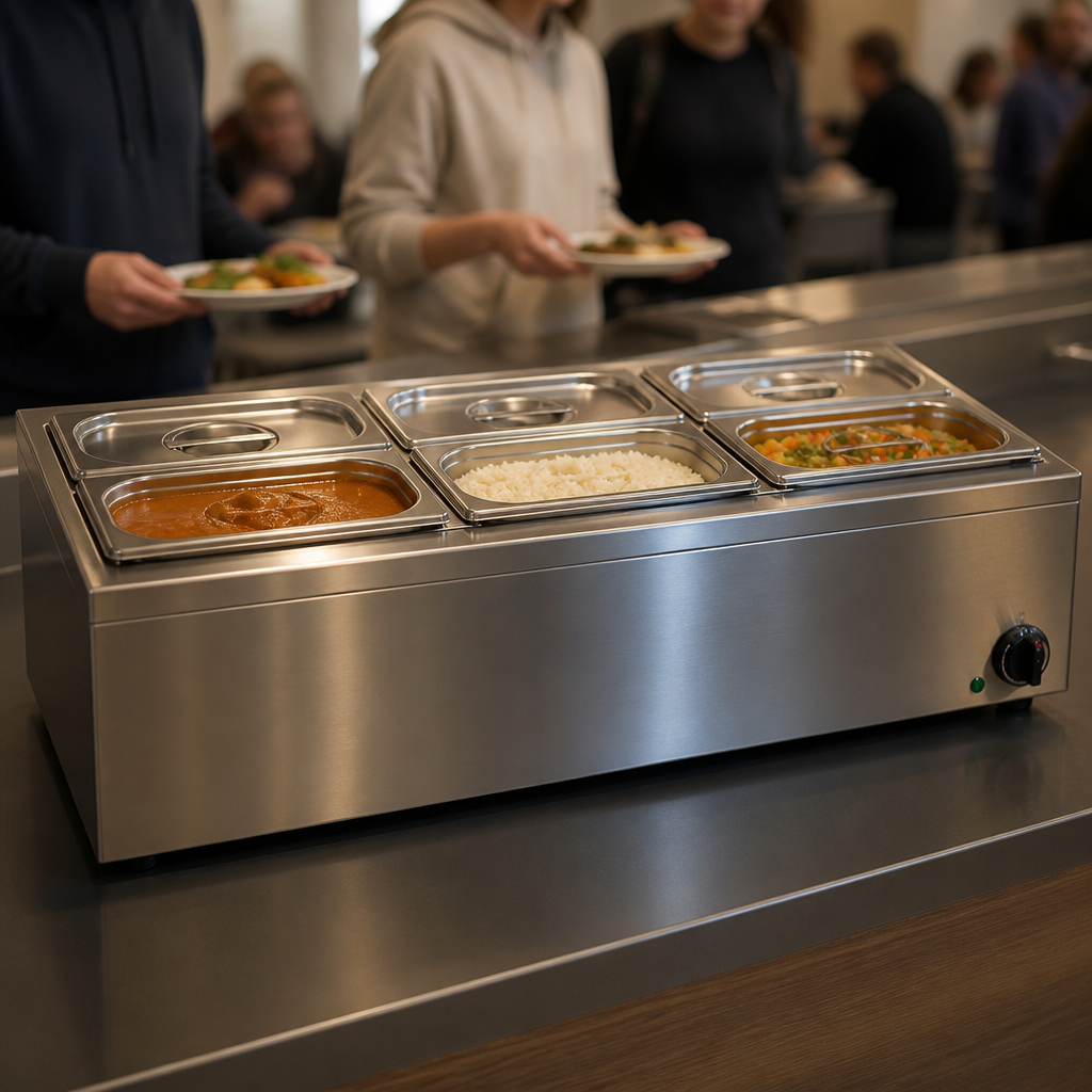 Commercial Bain Marie for 6x GN 1/4 pans, 750W dry heat