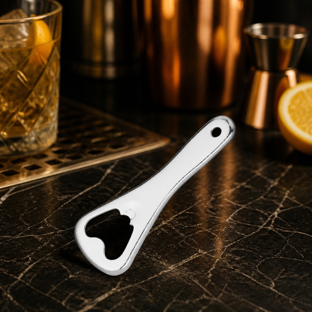 Commercial stainless steel beer bottle opener with keyring hole