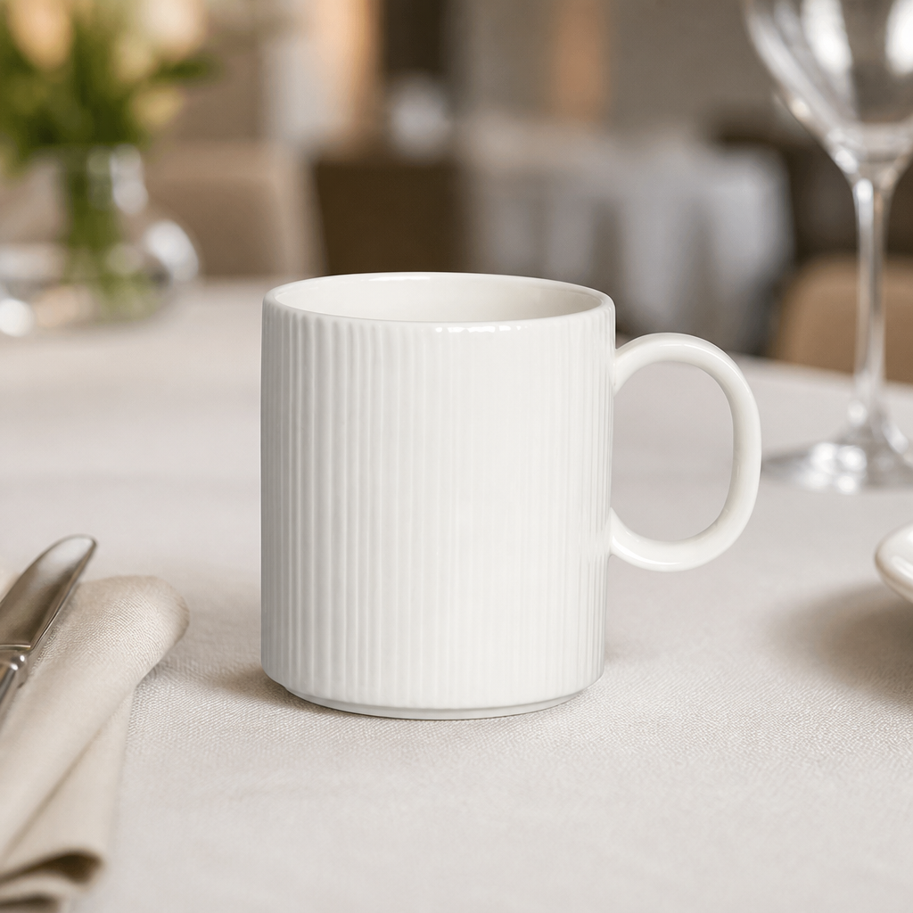 Commercial 285ml Porcelain Mugs - 12 Pack for Dining