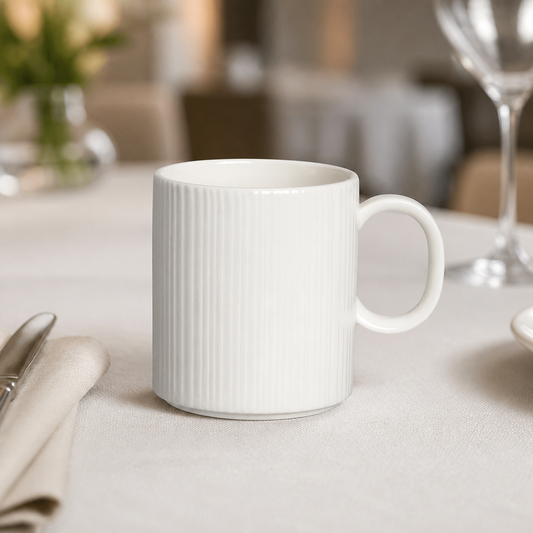 Commercial 285ml Porcelain Mugs - 12 Pack for Dining