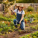 Premium Heavy Duty Garden Hoe Handle 48" with Forged Carbon Steel Head and Tubular Steel Shaft
