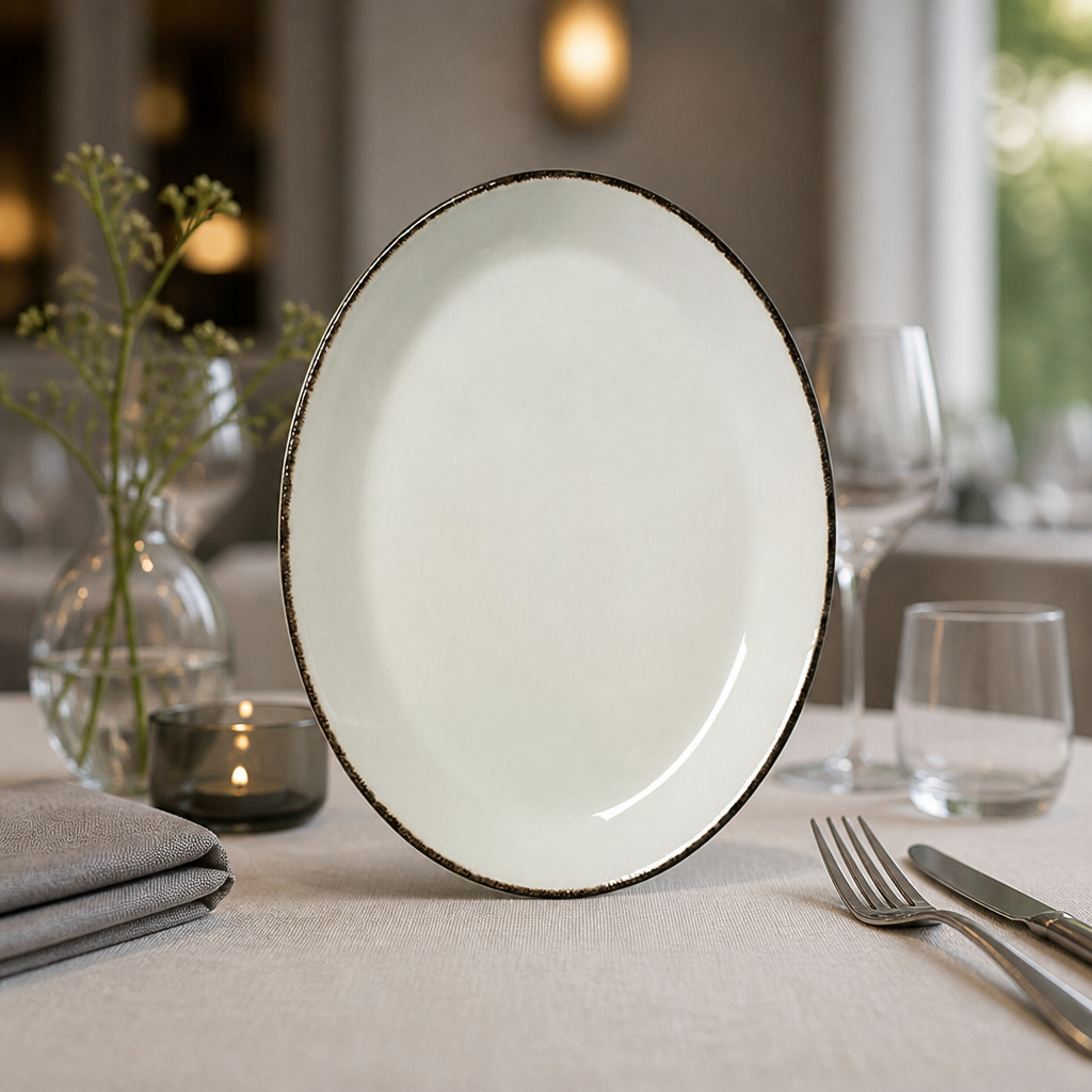 Commercial Charcoal Dapple Oval Coupe Plates 280mm 12 Pack