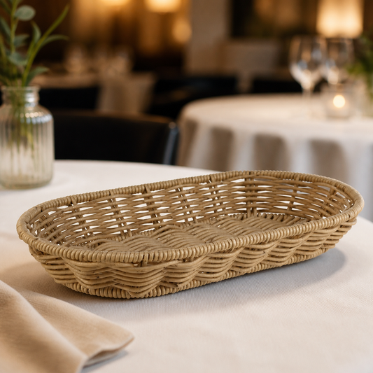 Commercial Oval Serving Basket 280x160mm Beige Polypropylene