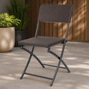 Commercial Rattan Folding Chairs - Outdoor Seating (2 Pack)