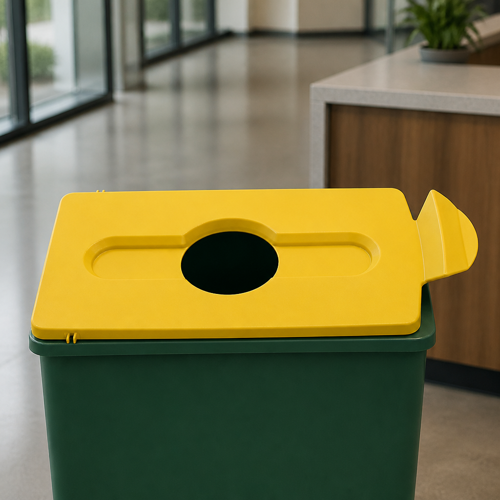 Commercial Recycling Lid for Bottles and Cans Yellow
