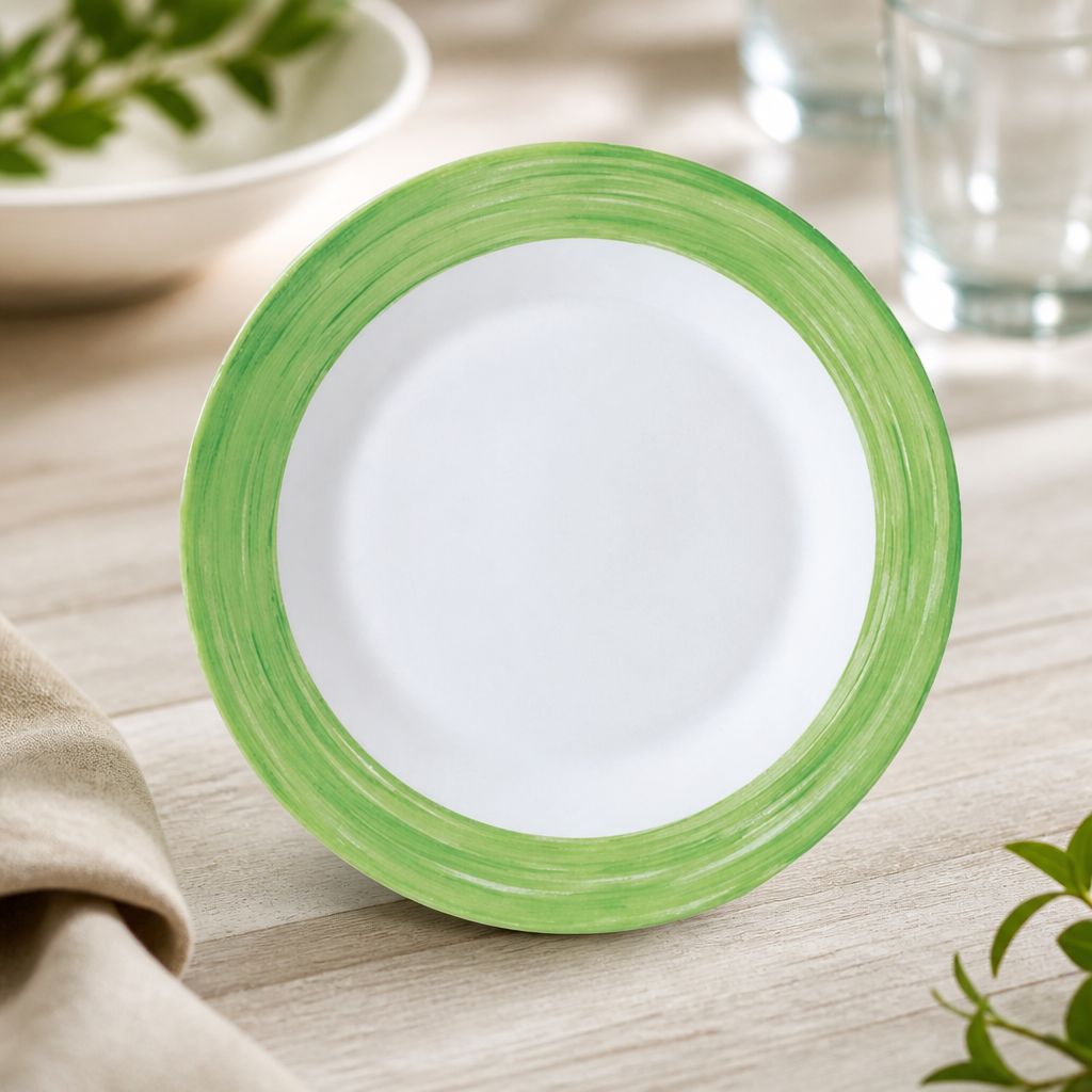 Green Brush Plates 235mm Pack of 24 for Foodservice