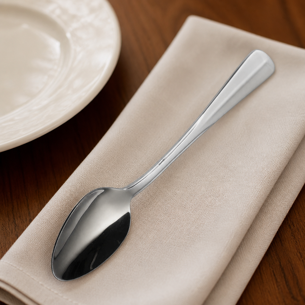 Set of 12 high-quality stainless steel dessert spoons