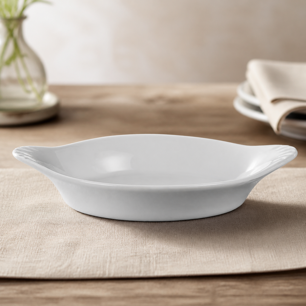 Commercial Round Eared Tapas Dish 156x126mm Porcelain 6 Pack
