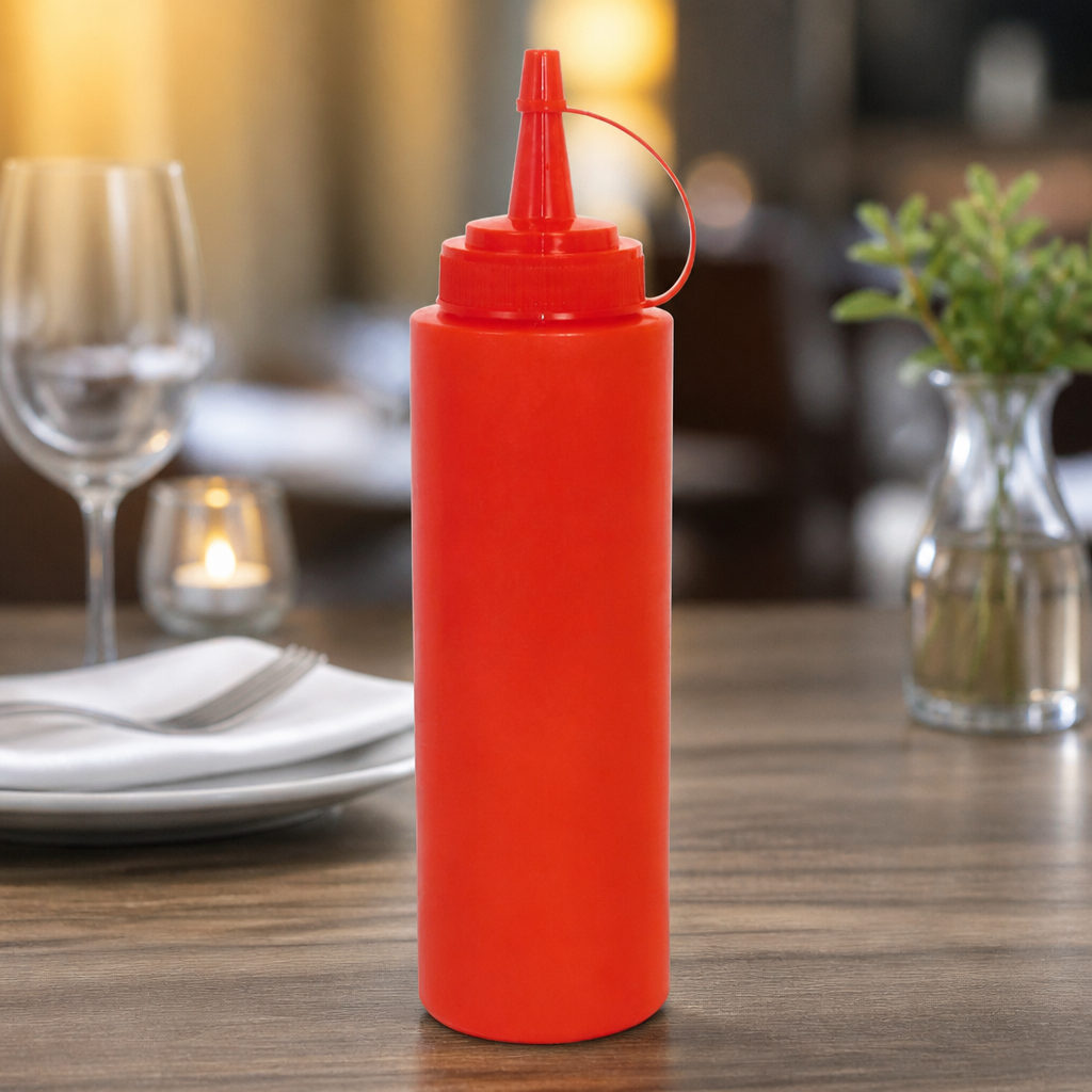 35oz Commercial Red Squeeze Sauce Bottle for easy dispensing