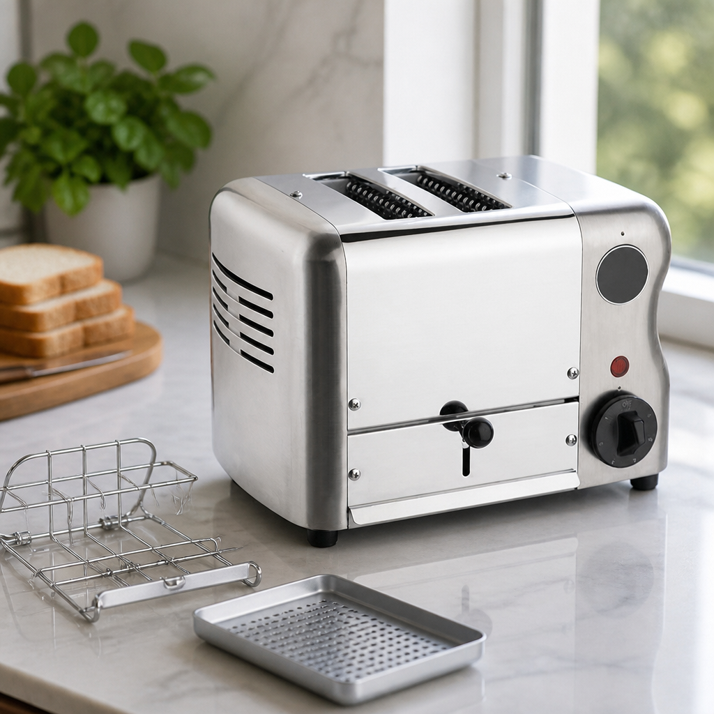 Commercial 2 Slot Toaster with Additional Elements and Sandwich Cage
