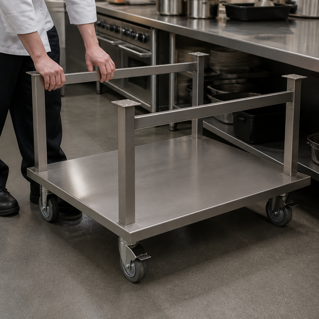 Commercial stainless steel mobile stand for 900mm countertop
