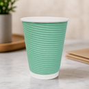 340ml Disposable Coffee Cups Ripple Wall Turquoise 500 Pack