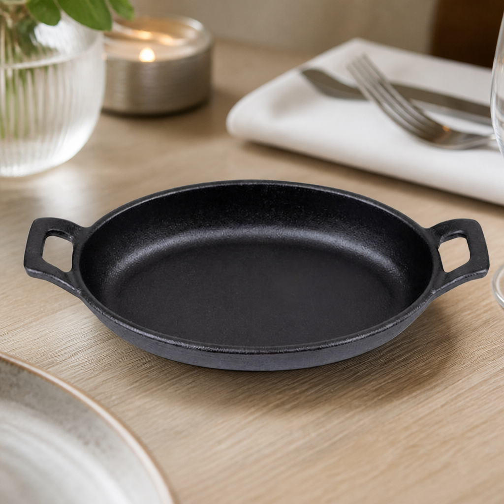 Commercial Cast Iron Oval Eared Dish 180x120mm 0.354 Ltr