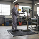 Premium Anti-Fatigue Matting with Drainage Holes - 910x3000mm Black Durable Design for Increased Traction and Comfort