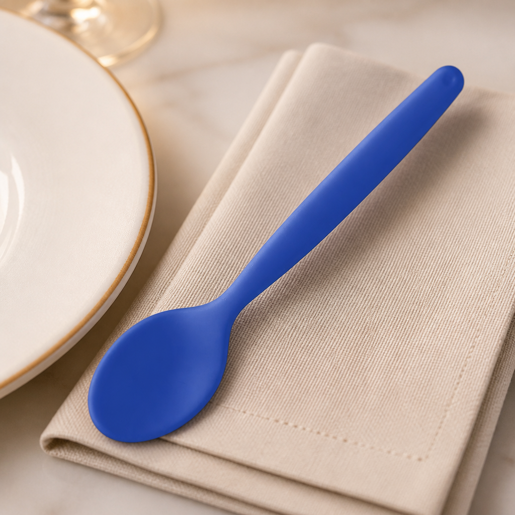 Commercial polypropylene teaspoons 143mm blue pack of 12