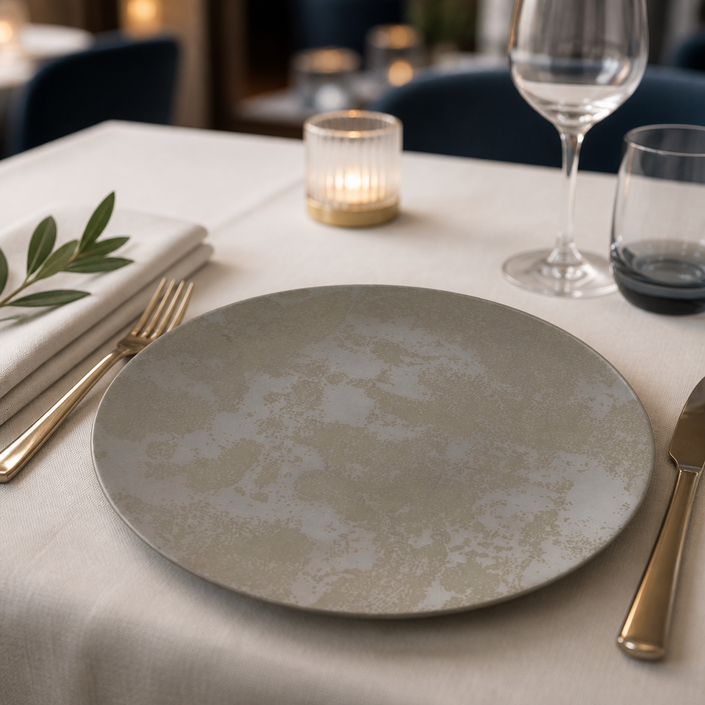 Crushed Velvet Coupe Plates 255mm Set of 6 for Catering