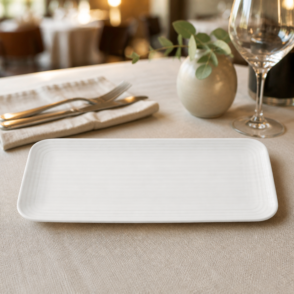 Commercial Organic Coupe Rectangular Platter 350 x 159mm