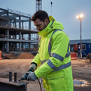 Premium High Visibility Padded Storm Coat with Concealed Zip and Hand Warmer Pockets for Ultimate Protection