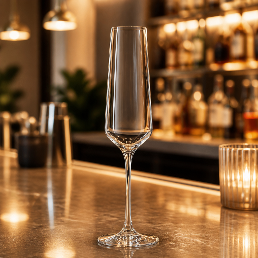 220ml Commercial Champagne Flutes - 6 Pack Lead-Free Crystal