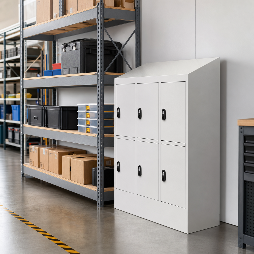 4-6 Door Charging Locker with Cam Locks and Sloping Top