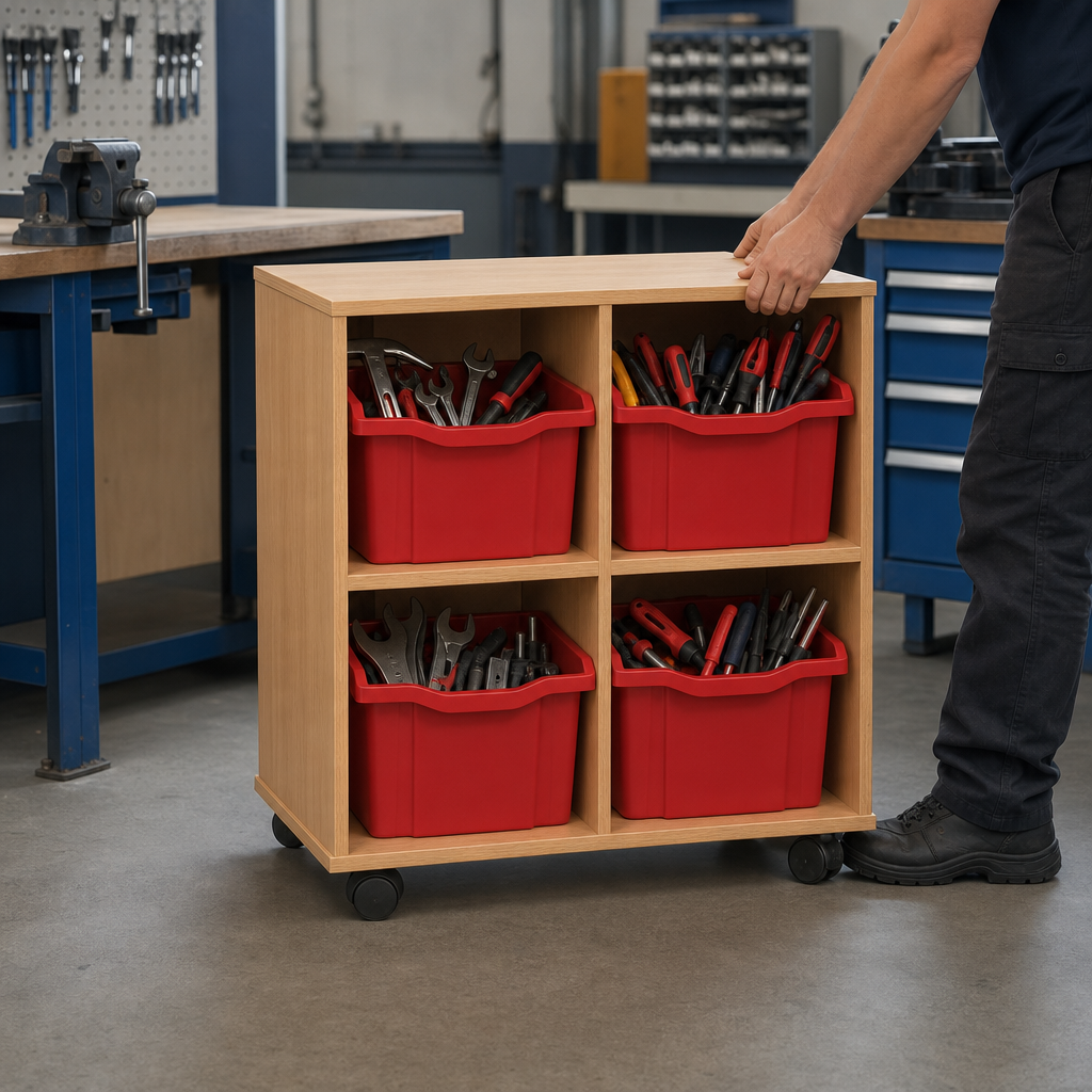 4 Quad Tray Mobile Storage Unit with Choice of Colours