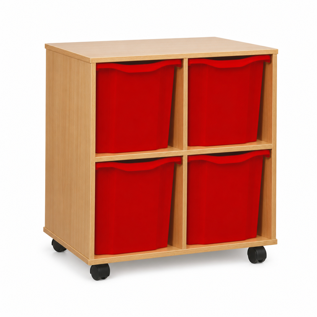 4 Quad Tray Mobile Storage Unit with Choice of Colours