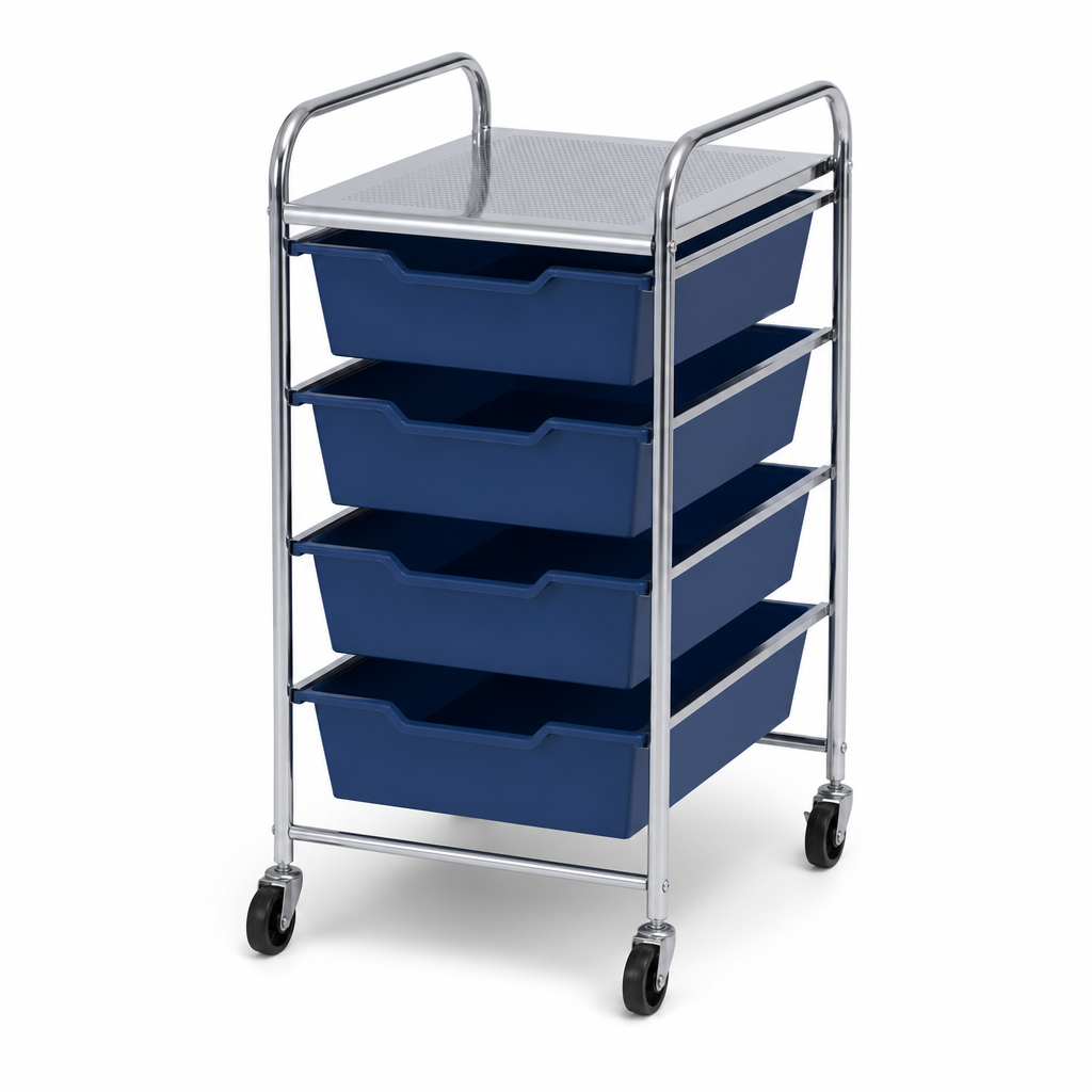 4 Quad Tray Mobile Storage Unit with Choice of Colours