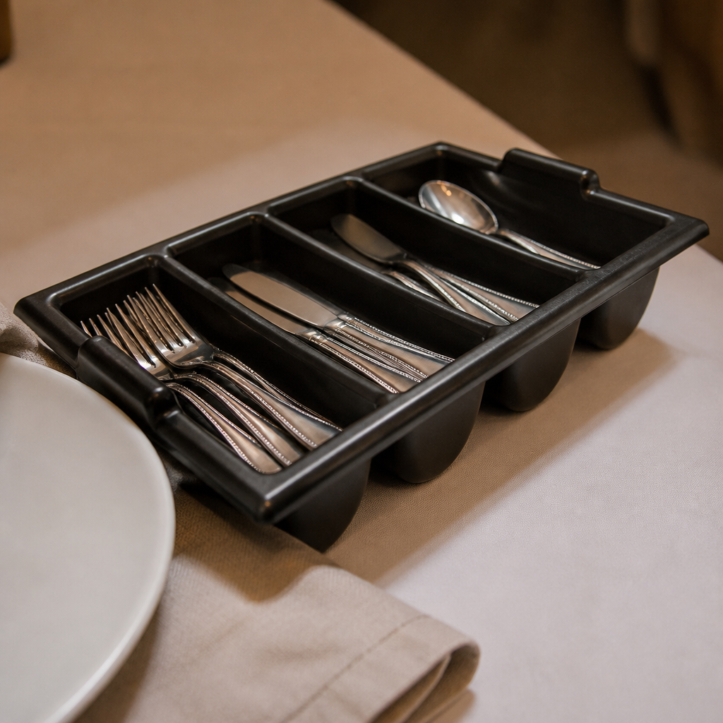 Commercial Cutlery Tray Black 330x533mm for efficient storage