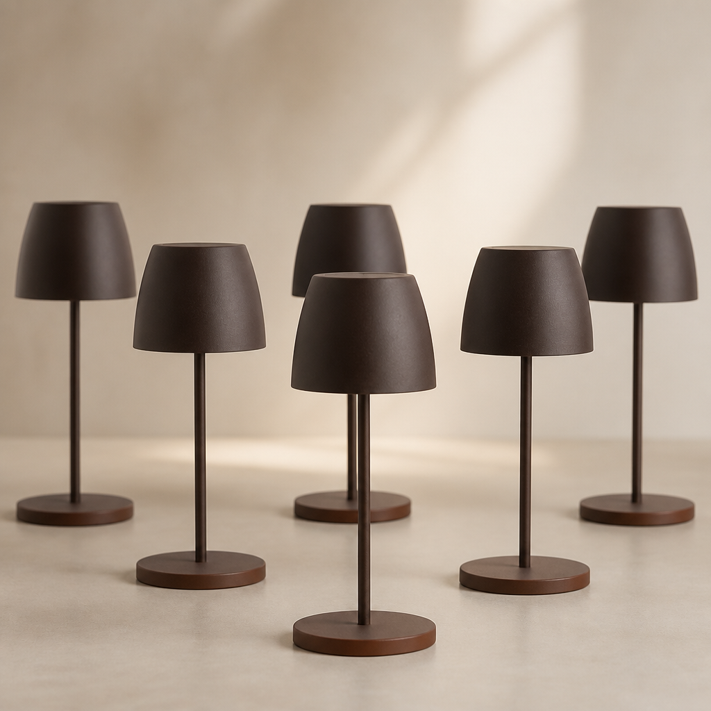 Cordless Table Lamp 300mm Cocoa Finish USB Rechargeable 6 Pack